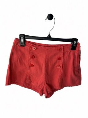 Unsubscribed High-Waist Red Button-Detail Women’s Shorts